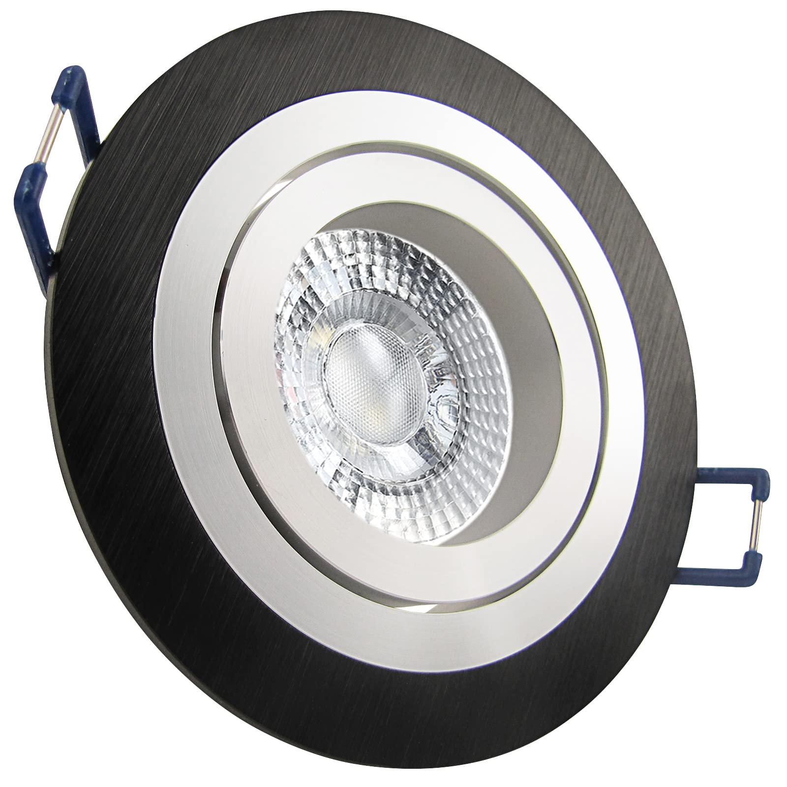 trendlights24 Noble LED Decken Einbaustrahler Schwarz 7W dimmbar 12er Set | Einbauleuchte, rund, LED Spots, GU10, 38° Abstrahlwinkel, Neutralweiß, 4000K, Spot, austauschbar, Deckenspots, schwenkbar