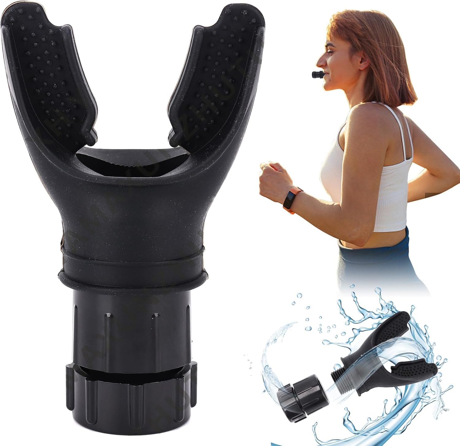 GALV Portable Breathing Trainer, Adjustable Resistance Lung Trainer, Boost Endurance Performance & Respiratory Fitness, Soft Silicone for Exercise, Suitable for Outdoor Exercise(1pcs)(6 X 10 cm)(Black Color)-image-23