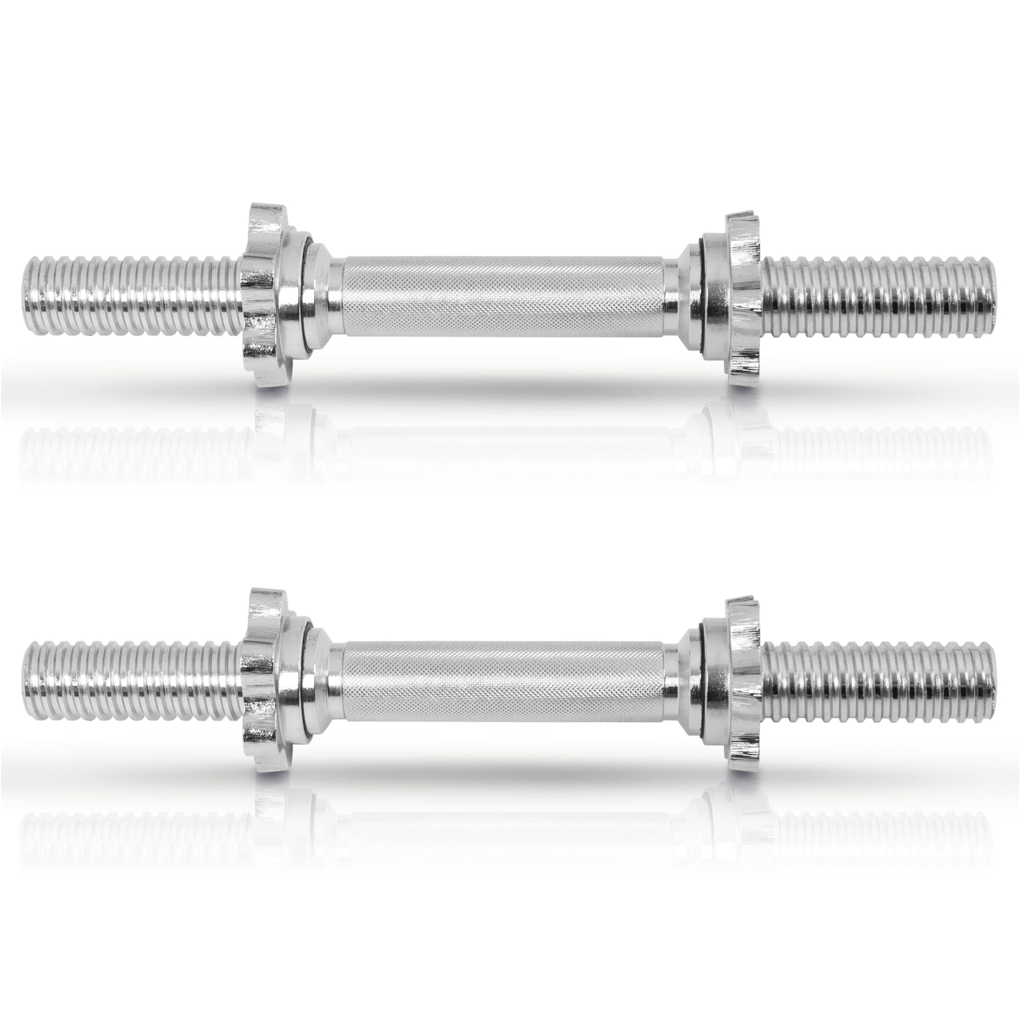 GORILLA SPORTS® Kurzhantelset 30 kg, 2er Set, 30 mm, Chrom, Griff gerändelt | Mit 4 Sternverschlüssen, 4 x 1,25 kg und 8 x 2,5 kg Hantelscheiben; rutschfest, Kurzhanteln, Hanteln, Hantelset, Hantel