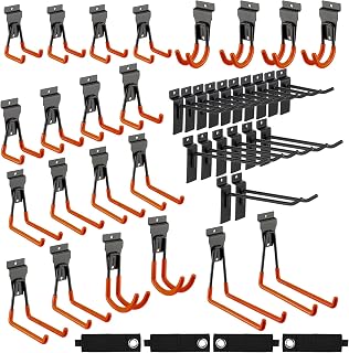 Landhoow 36 Pcs Slatwall Hooks & Hangers, Heavy Duty, Multi Sizes, Orange