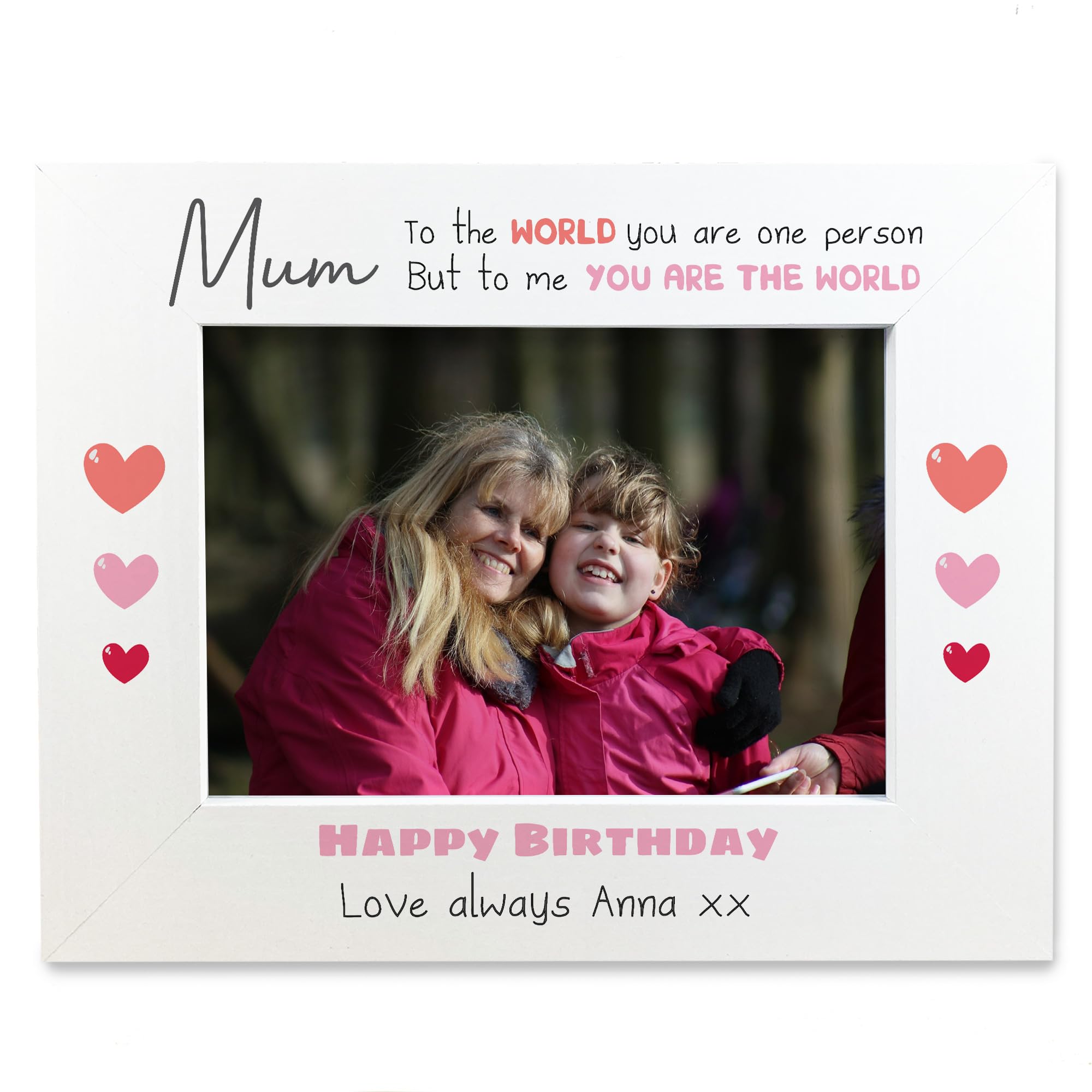 Red Ocean Personalised Birthday Mum Gifts, White Wooden 7x5 Photo Frame Gift For Mum, Birthday Gifts For Mum, Happy Birthday Photo Frame Gifts For Mum, Mum Gift From Daughter Son