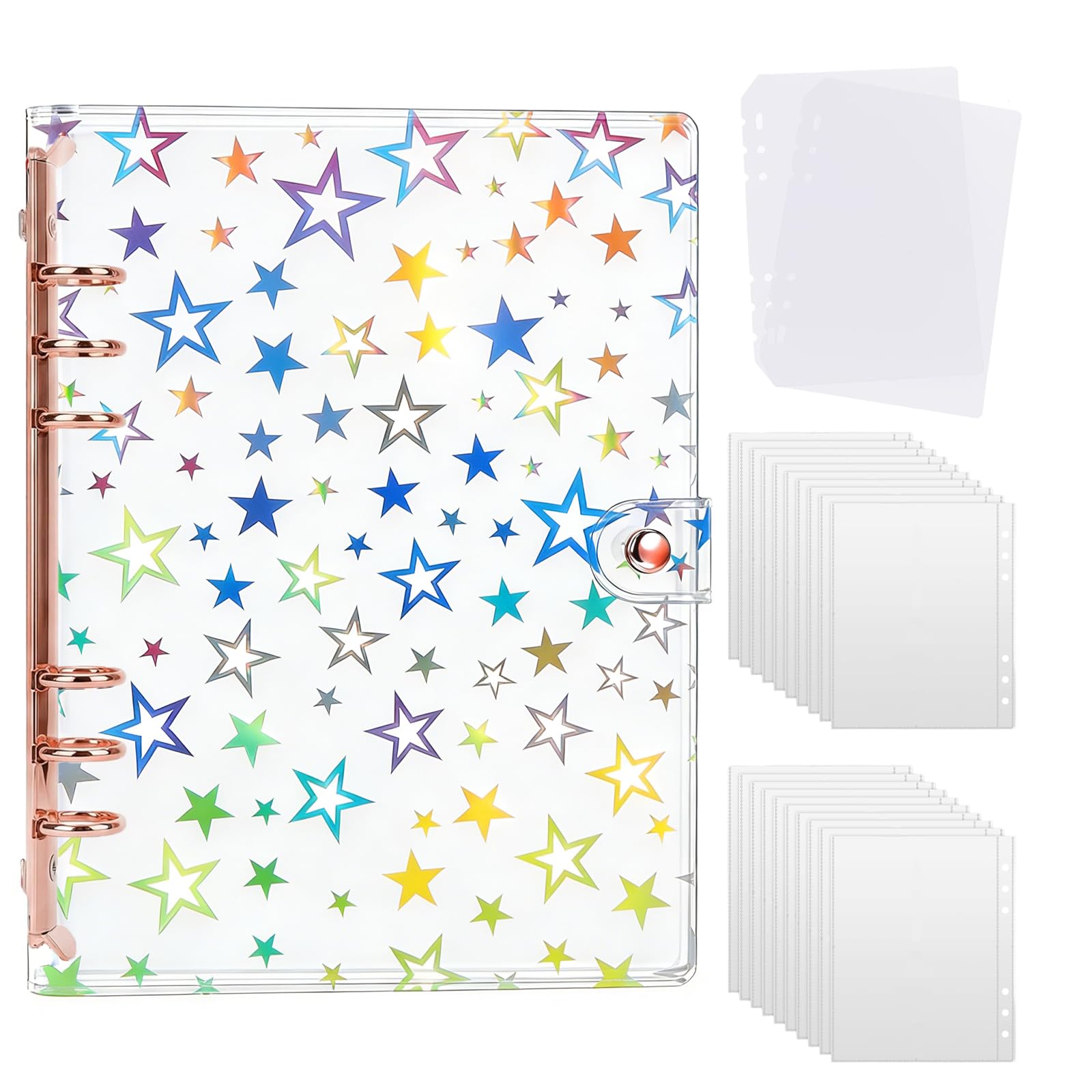 A5サイズ シール帳 バインダー 【星柄デザイン/シール台紙20枚+PP専用台紙…