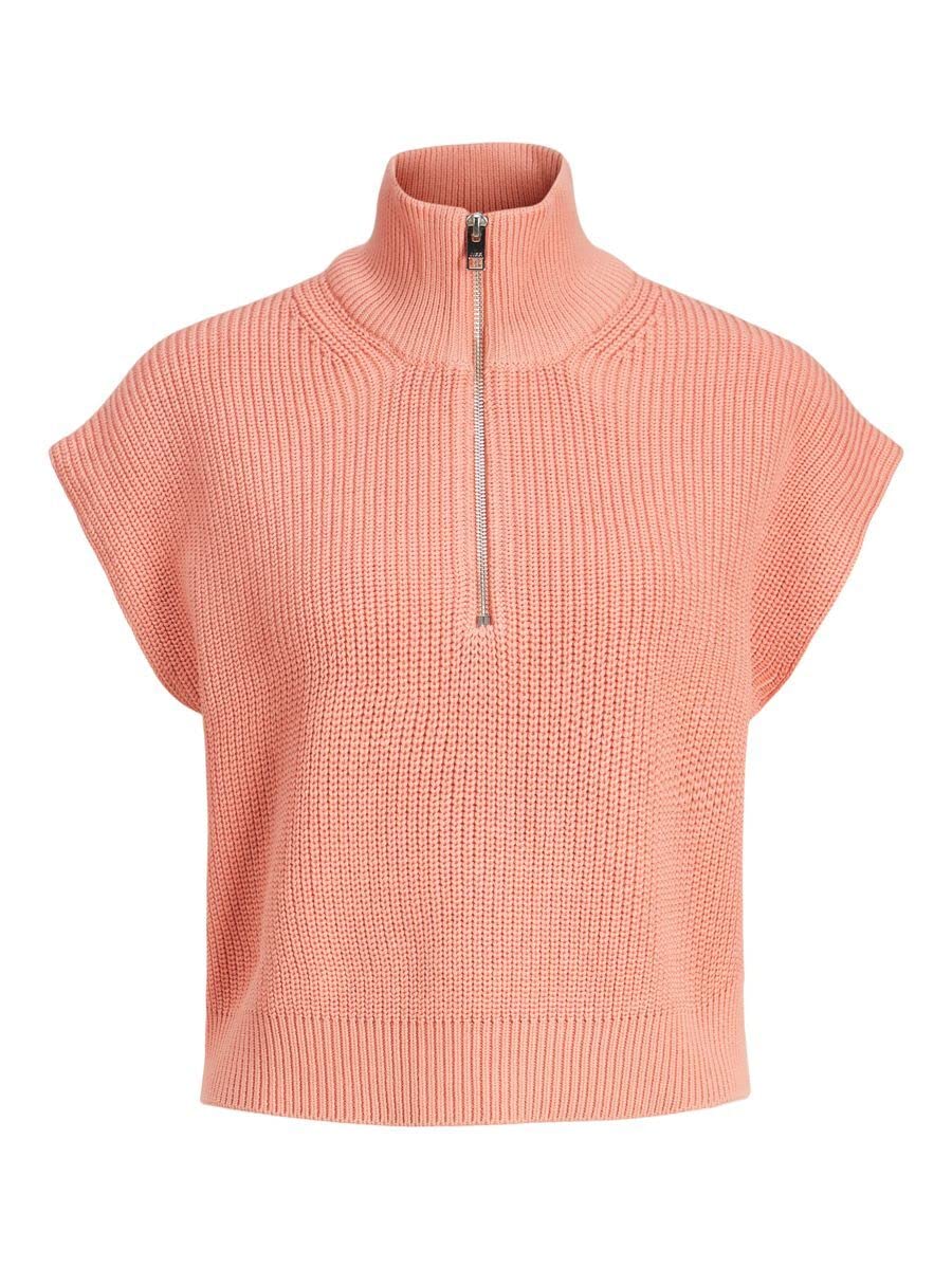 JJXX Women's Jxflorence Twist Half Zip Knit Vest Pullover, Coral Haze, M