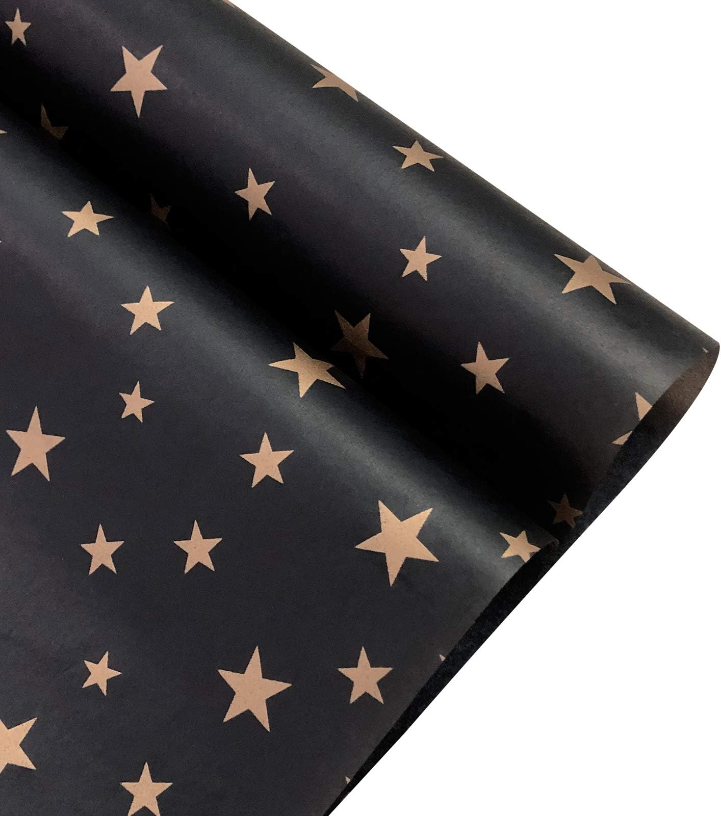 NICROLANDEE Black Gold Star Printed Patterned Tissue Wrapping Paper, 8 Sheets Gift Wrapping Tissue Paper for Weddings, Birthday, DIY Arts Crafts, Present Wrap, Party Favour Decorations