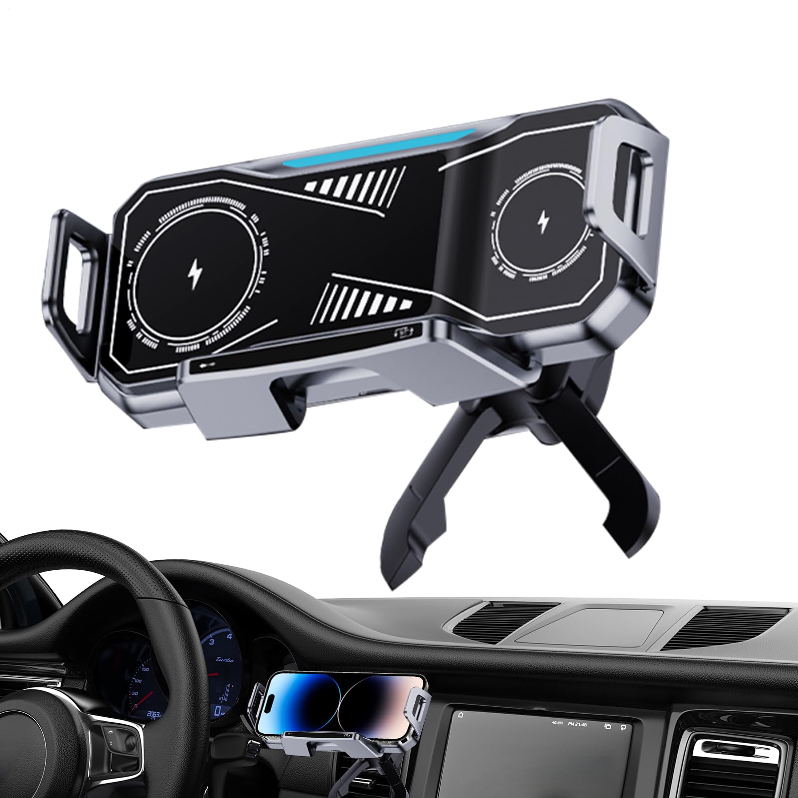 Cargador inalámbrico de coche retráctil para evitar caídas del teléfono 8