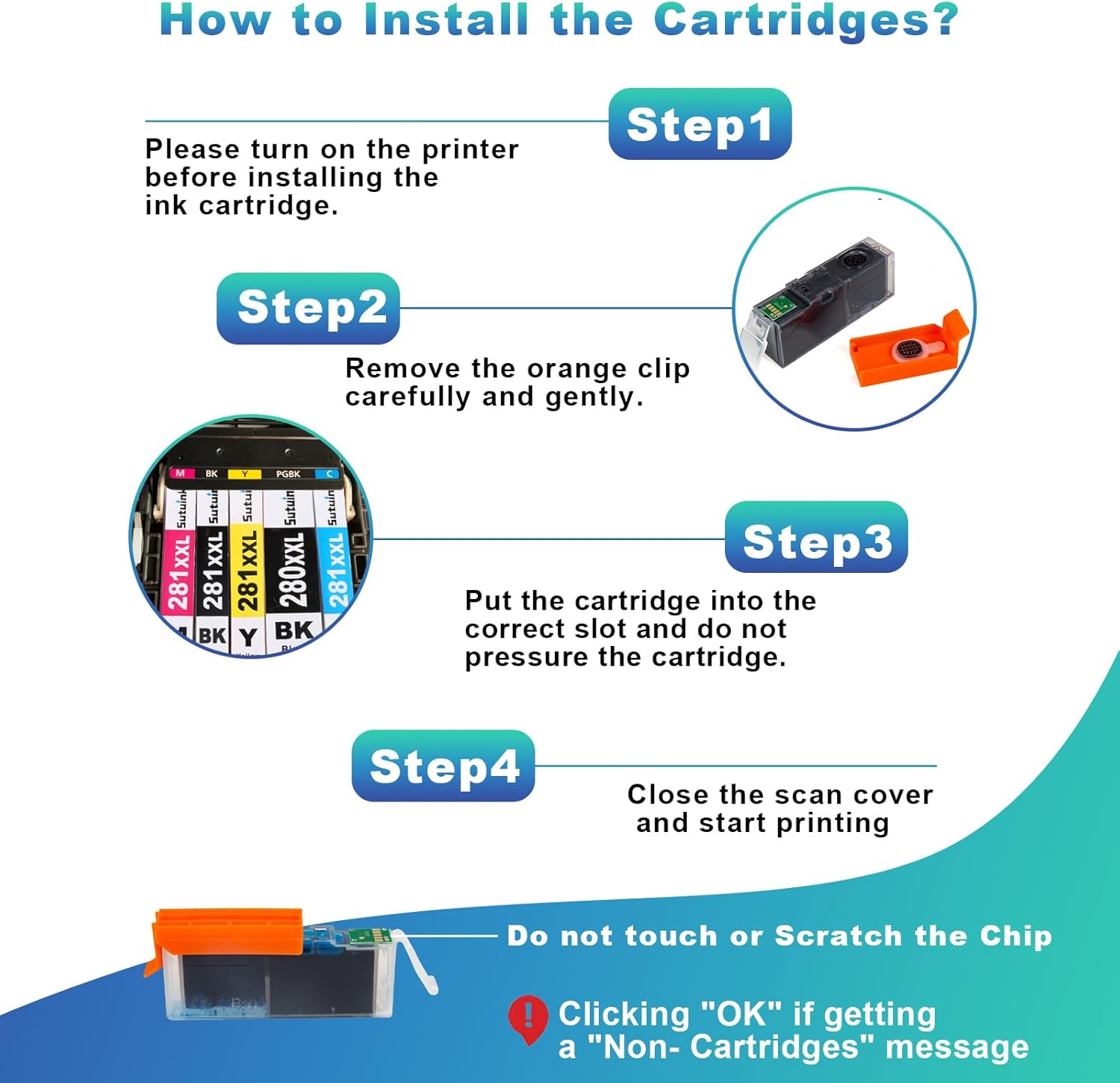 280 281 PGI-280XXL CLI-281XXL Ink Cartridge Replacement for Canon 280 281 XXL Ink Compatible for PIXMA TR8600 TS9500 TR8622 TR8622a TR8620 TS700 TS6100 TS6120 TR7520 TS6200 Printer (5 Pack)