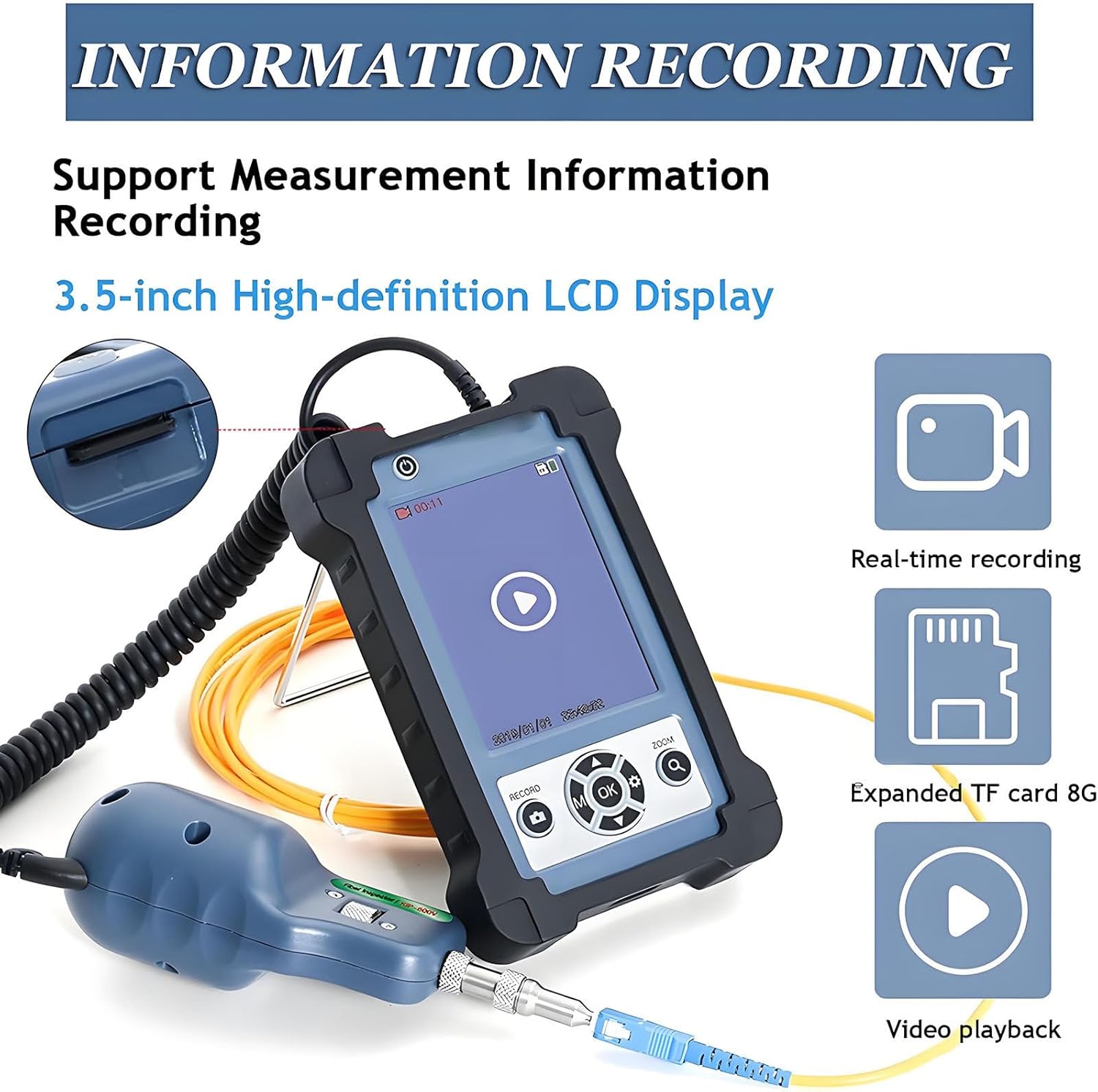Handheld Fiber Optic Microscope with 400X Magnification, 3.5'' HD LCD Display & 4000mAh Battery, Perfect for Fiber Optic Inspection & End-Face Detection