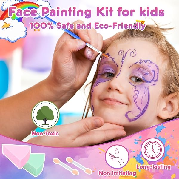 Palette de Maquillage Enfants,23 Couleurs Kit de Peinture pour Le Visage pour Enfants,Peinture Corporelle pour Le Visage,Peinture Visage Enfants pour Halloween,Noël,Carnaval Maquillage - 3