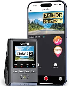 VIOFO Dash Cam A119 Mini 2, STARVIS 2 Sensor, 2K 60fps/HDR 30fps Voice Control Car Dash Camera with 5GHz Wi-Fi GPS, Night Vision 2.0, 24H Parking Mode, Supercapacitor (SD Card Not Included)