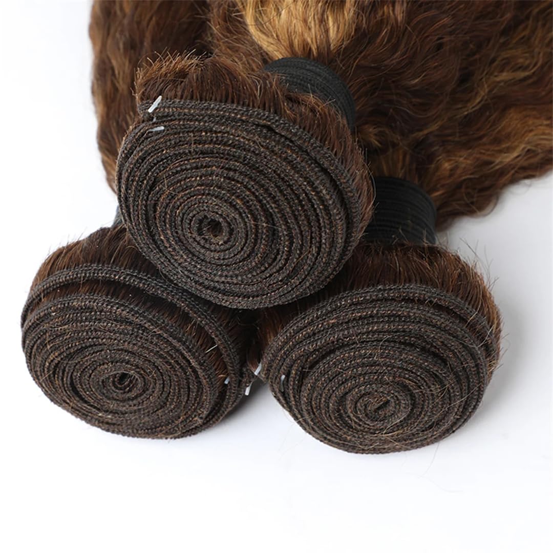 Mèches Naturelles Crépues Lisses À Reflets, Tissage En Lot Ombré Brun Blond Highlight Bundles 22 24 26 28
