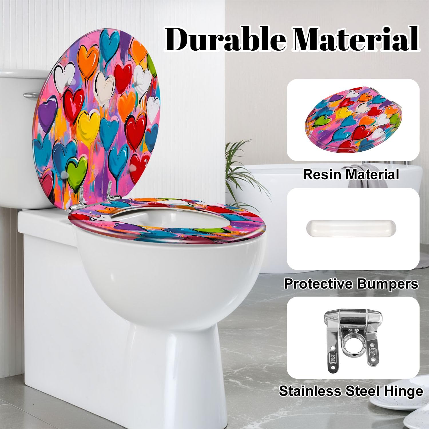 Asiento de inodoro de resina para uso en el baño.