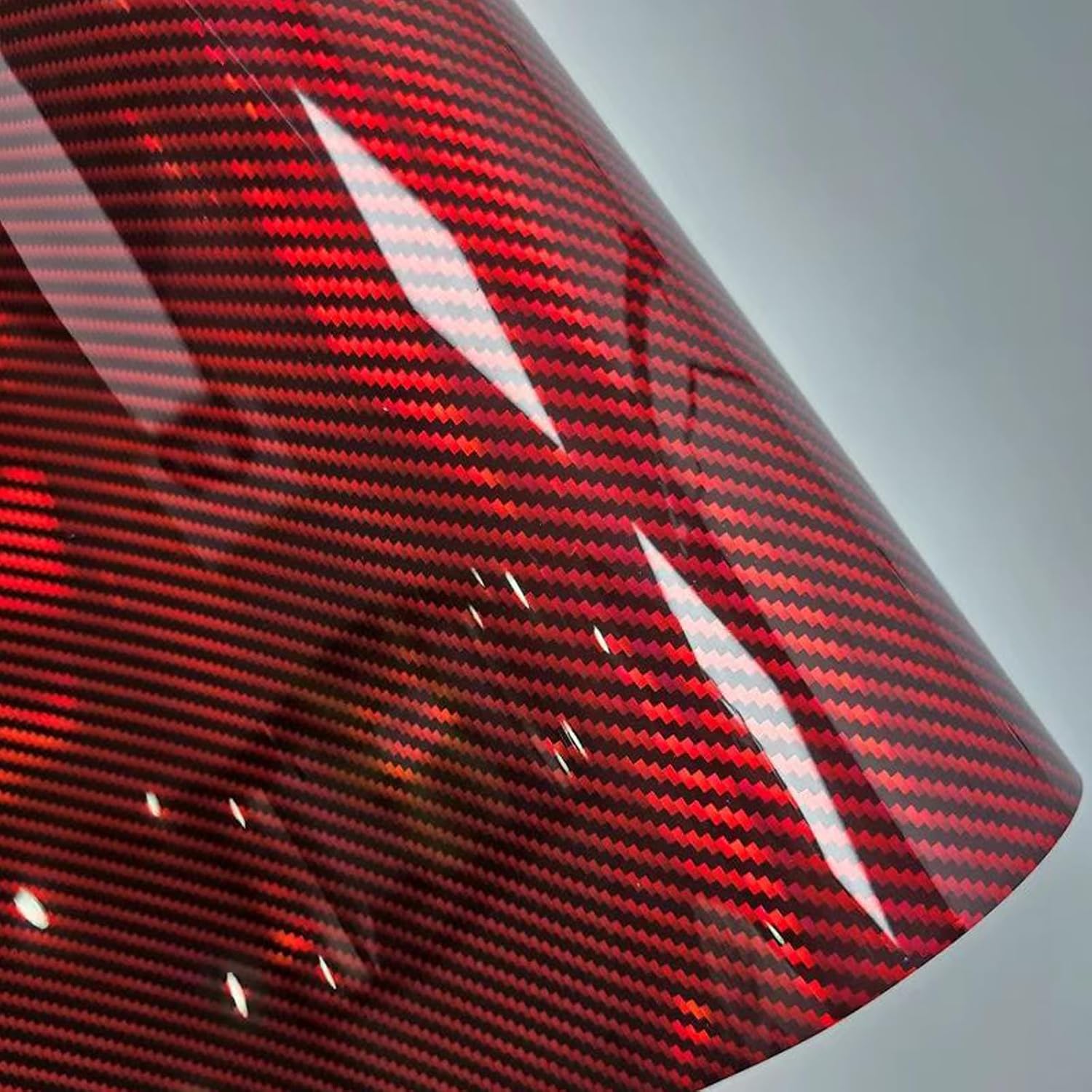 red Carbon Fiber Vinyl wrap, High Gloss Automotive Packaging Vinyl with air Release Function，Self Adhesive Vehicle Interior Exterior Stretchable Decal Sticker Film Sheet