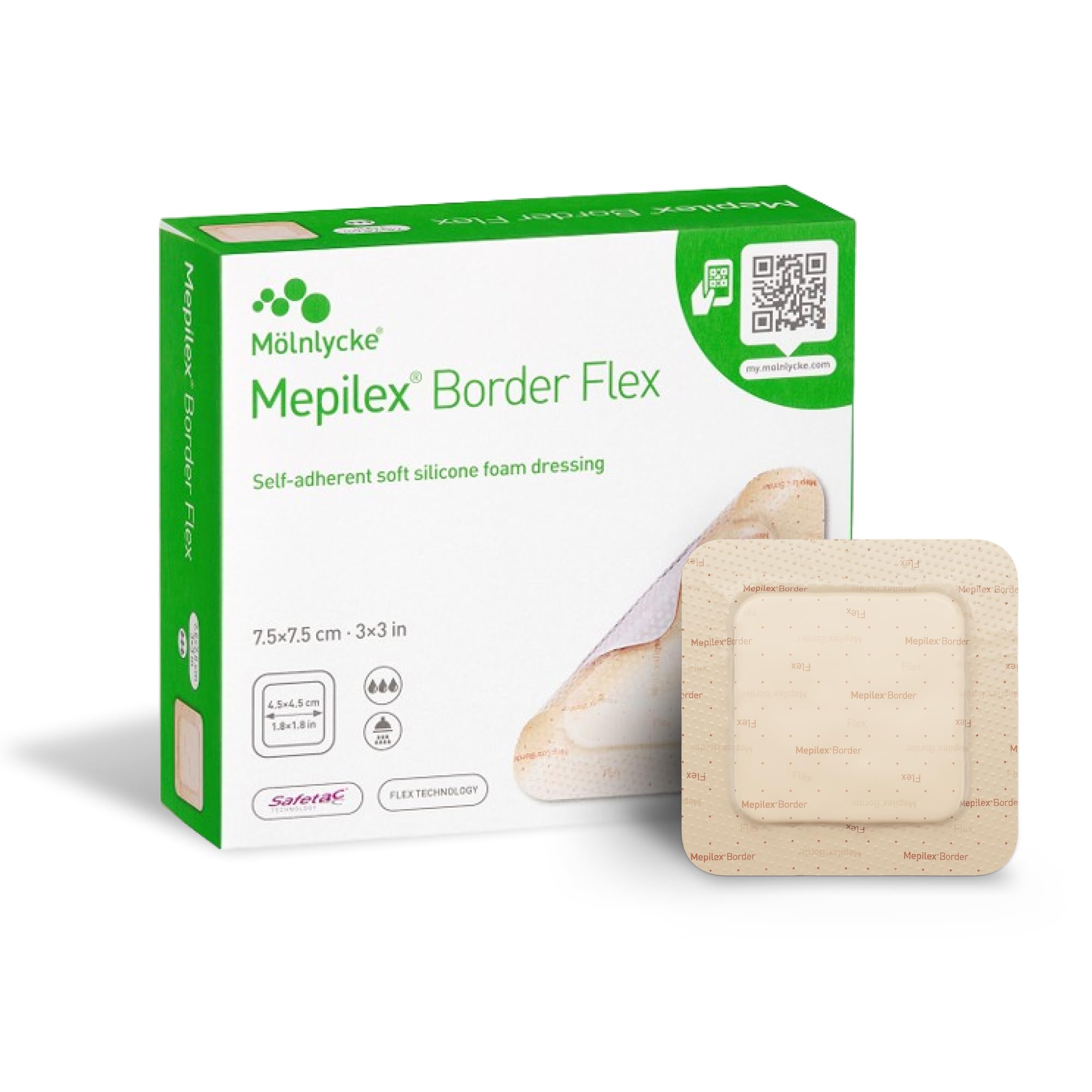 Mepilex Border Flex 7.5x7.5cm | Box of 10 | Self-adherent soft