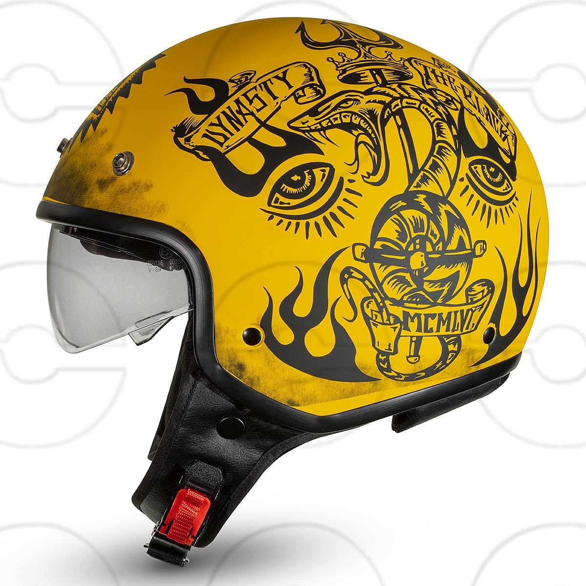 CRUIZER Casco Jet moto Scooter Dinasty con visiera sole a scomparsa Giallo Opaco