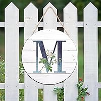 Vista 104 de Welcome Sign for Wall Initial Letter C Blue Round Wood Signs Monogram White Floral Wood Plaque Fresh Flowers 12in Mid Century Home Wall Decor for