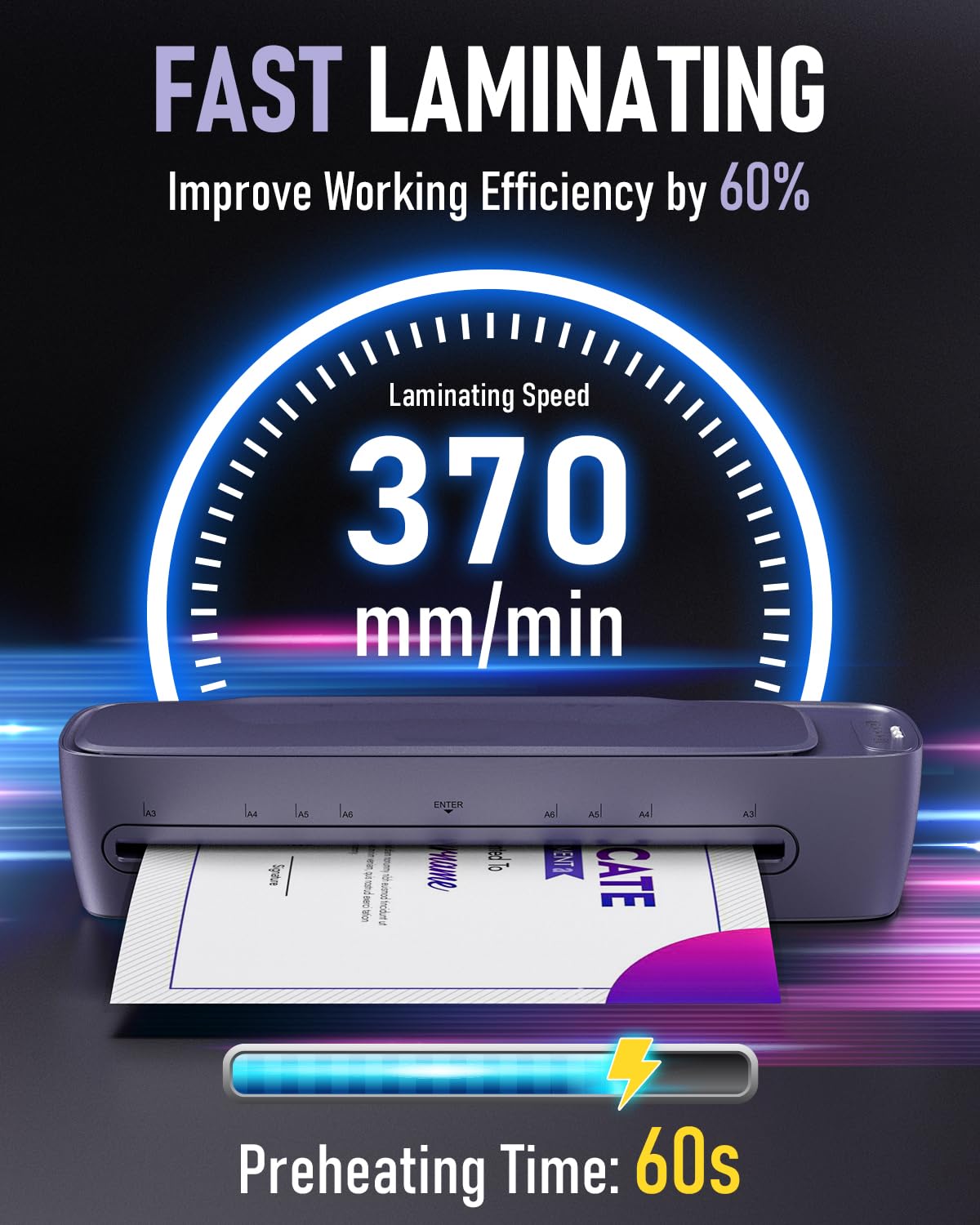laminator A3 z folią laminującą, 30 sztuk, do laminowania na gorąco i na zimno, do laminowania A3, A4, A5, A6, 9 w 1, z obcinaczem do papieru i frontem narożnym, do laminowania do szkoły