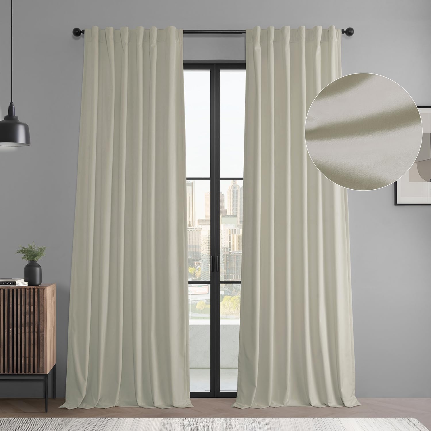 HPD Half Price Drapes Basic Deluxe Velvet Room Darkening Curtains with Rod Pocket - 2 Panels Set - Window Curtains for Living Room & Curtains for Bedroom, 50W X 108L, Off-White Off-white 50"W x 108"L (Pack of 2)