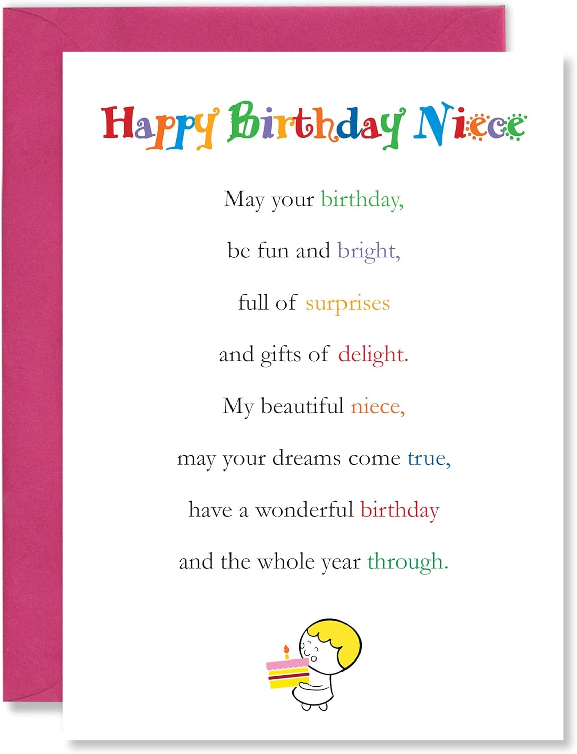 Happy Birthday Niece Pictures Clarabelle Cards - Happy Birthday Niece Greetings Card With Lovely Poem  Verse Sold By Card Candy : Amazon.co.uk: Stationery & Office Supplies