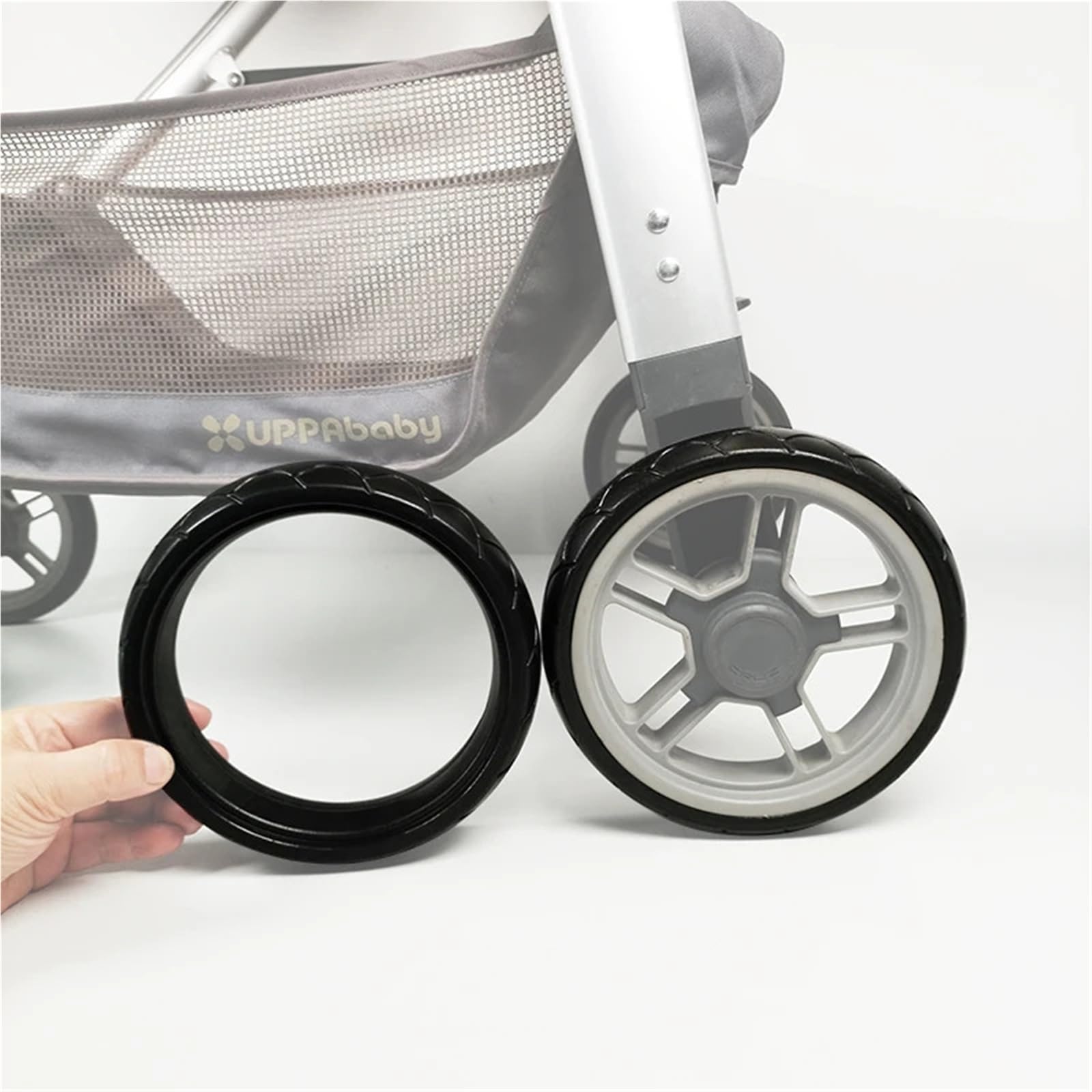Stroller Wheel Tire Compatible with Uppababy Cruz V1 Back Wheel Tyre PU Tubeless Full Compatible DIY Baby Buggy Replace Accessories : Baby