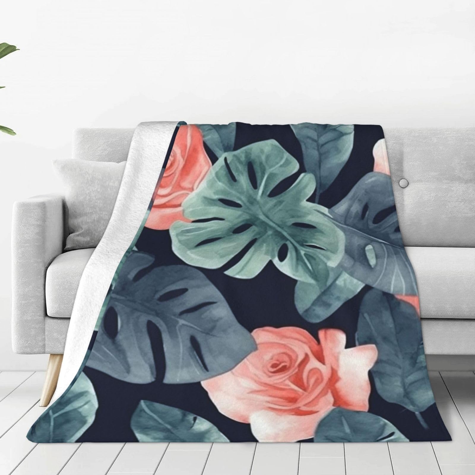 Couverture en flanelle haut de gamme au design Monstera artistique