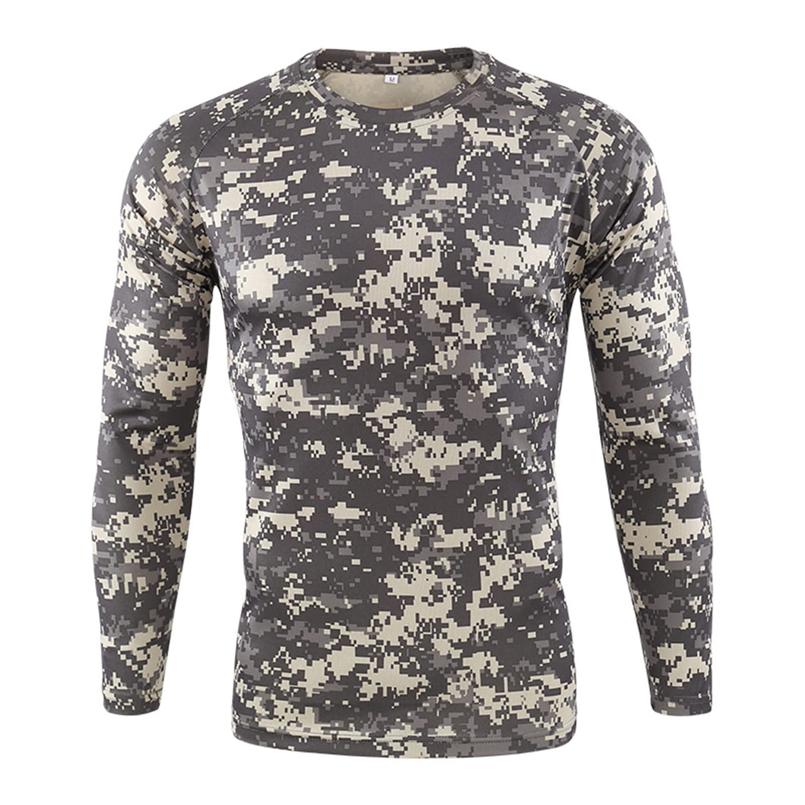 GYHHMens Long Sleeve Baselayer,Quick-drying Camouflage T-shirt Breathable Crew Neck Military Clothes Fou Outdoor Hunting Hiking Camping Climbing Fishing