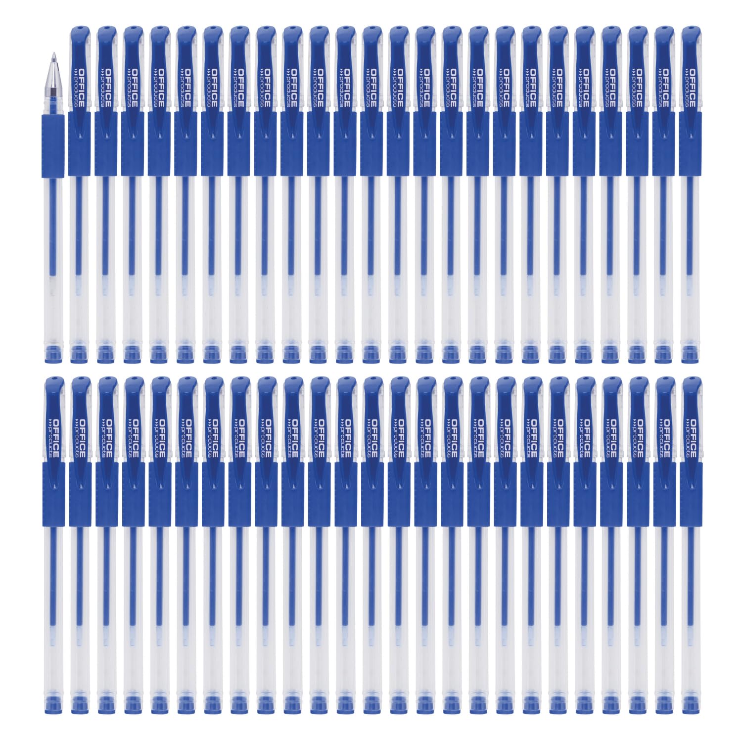 OFFICER PRODUCTS Bolígrafo de gel ‎/ 50 unidades (50 unidades) / tinta de gel color: azul/diámetro de la bola: 0,5 mm/bolígrafos de gel/tinta impermeable y no se decolora/mango de goma