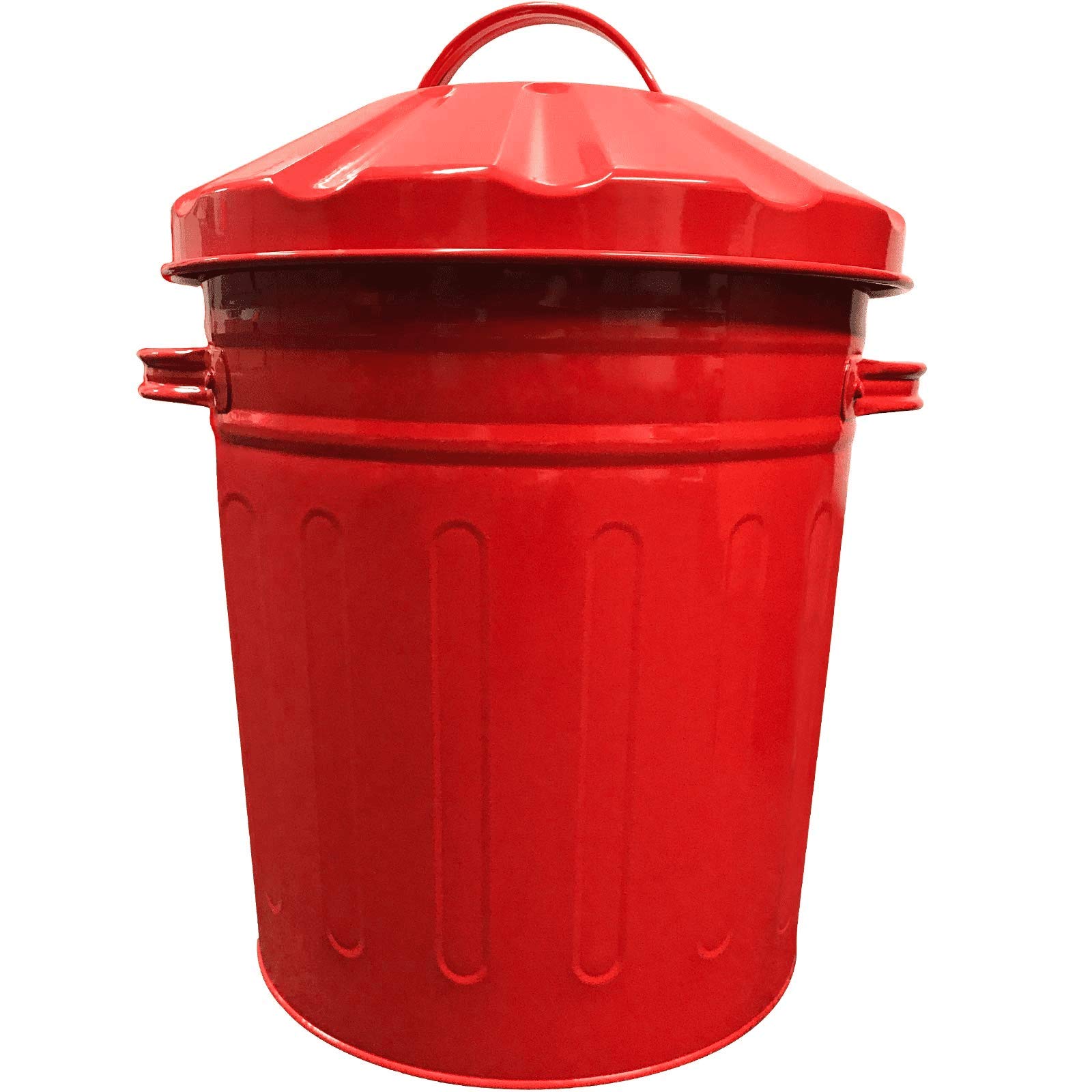Easy Shopping Small 15 Litre 15L Round Shape Several Colour Metal Bin Recycle Rubbish Waste Dustbin Bin with Lid (Red)