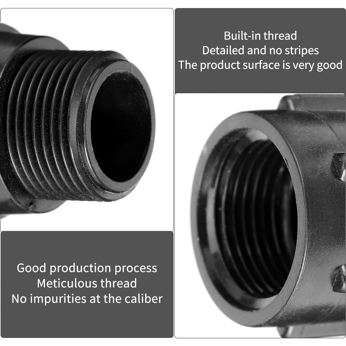 Régulateur de pression d'eau de 45 PSI pour système d'irrigation goutte à goutte 86,4 cm en plastique fileté Valve Tuyau d'irrigation Pièces efficaces Noir