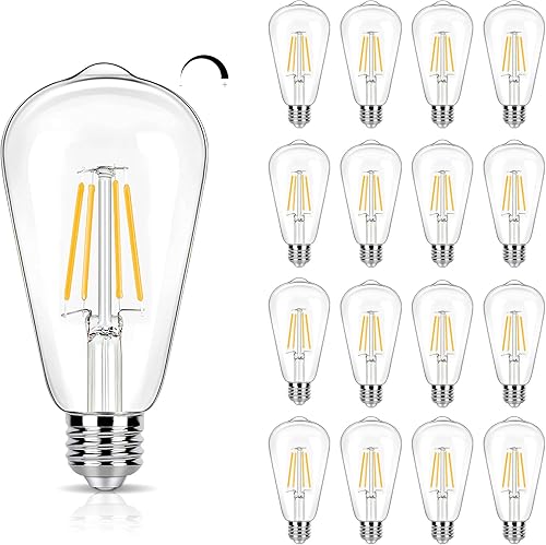 Miniatura 18 de Paquete de 16 Bombillas LED Edison Equivalente a 40W, Bombilla de Filamento LED Regulable de 4W, Bombilla de Luz ST19 5000K Luz de Día, 450LM E26