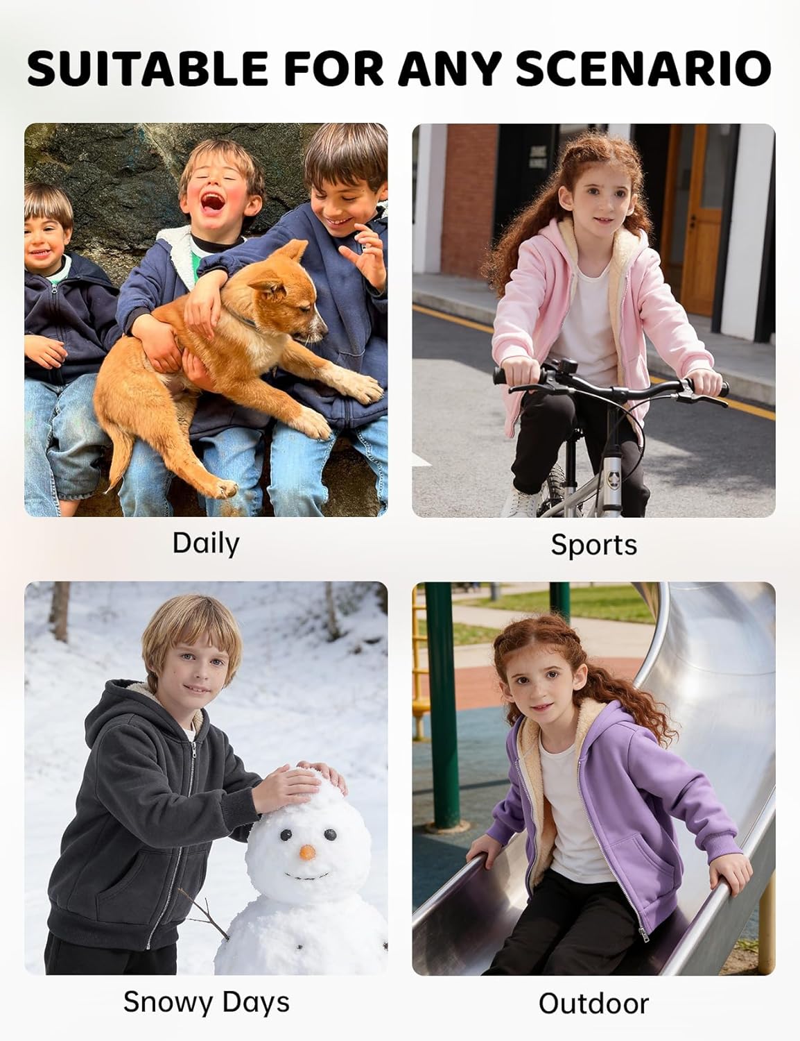 Kissonic Boys Girls Fleece Zip Up Hoodie Jacket Unisex Kids Warm Sherpa Lined Winter Hooded Sweatshirt - Image 6