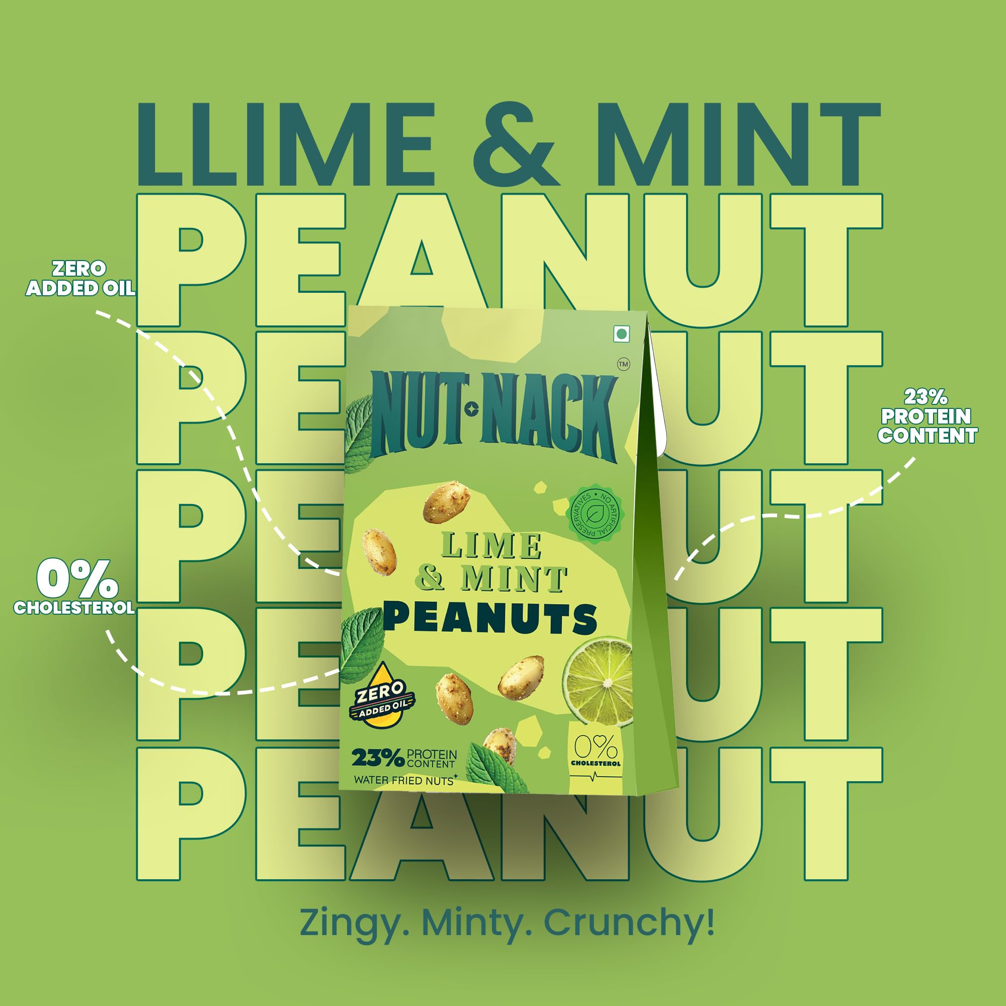NUTNACK | Lime And Mint Peanuts | Zero Added Oil Extra Crunch Peanut Snack With Tangy Lime And Refreshing Mint Flavour | Travel Friendly Ready To Eat Snack | 45g 4