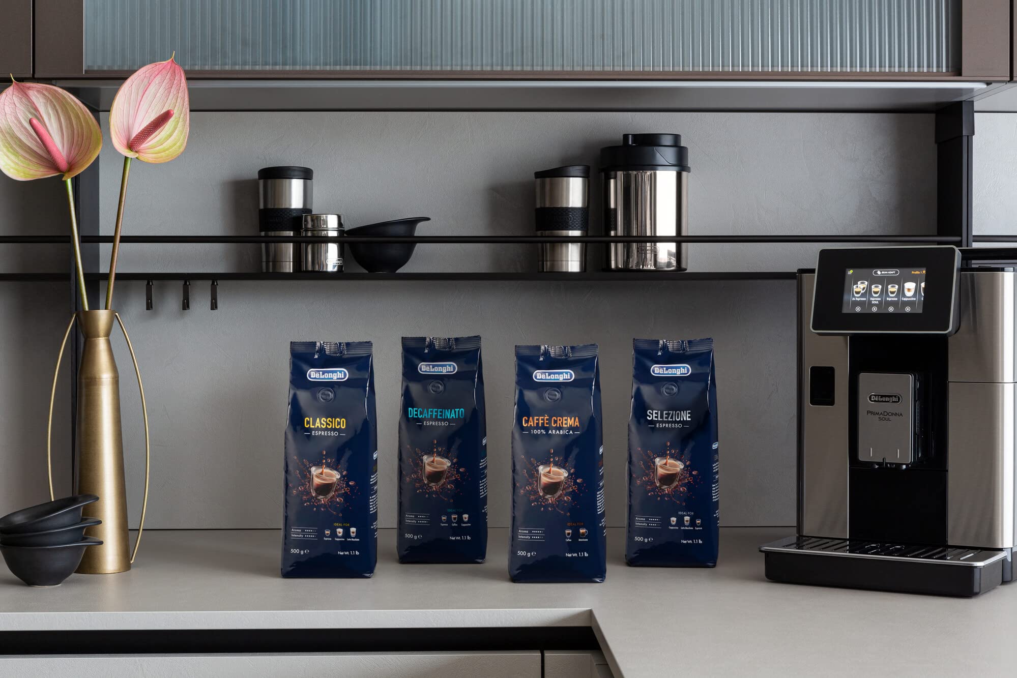De'Longhi DLSC607 Entkoffeinierter Kaffeebohnen, 50 % Arabica und 50 % robust, für Kaffeemaschinen, 500 g, hergestellt in Italien, mittlere Röstung, intensives Aroma, Herkunft Vietnam, Brasilien