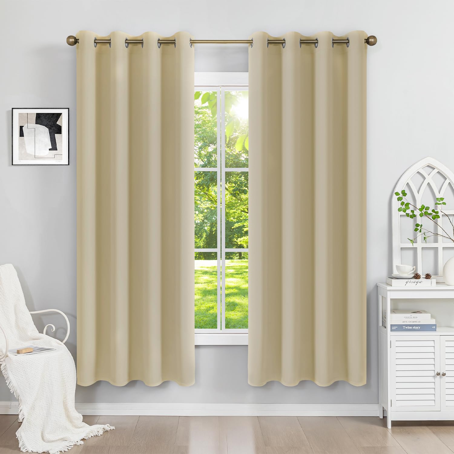 Runyéla Verdunklungsvorhänge mit Ösen Gardinen 2er Set, Vorhänge Blickdicht Thermovorhang Hitzeschutz, Ösenvorhang Thermogardine für Schlafzimmer Wohnzimmer Blackout Curtain
