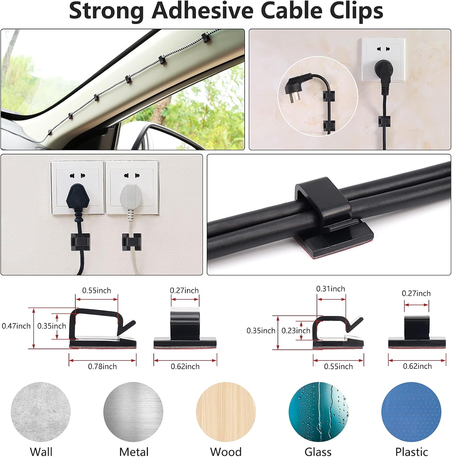 146pcs Cable Management Organizer Kit - 4 Cable Sleeve with Zipper,20 Self-adhesive Cable Ties,10 Cable Clips,10 Cable Straps,2 Rolls of Self Adhesive Ties,100 Fastening Cable Zip Ties for Office/Home