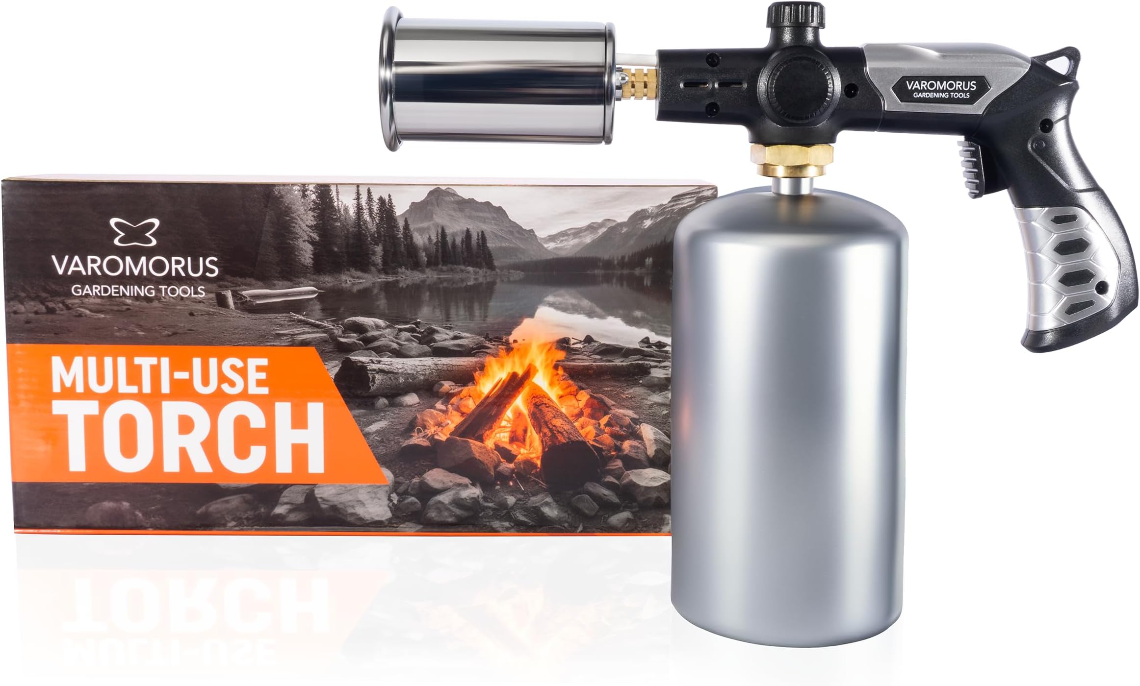 Varomorus Grill Cooking Torch Lighter, Propane Torch Charcoal Lighter, Culinary Kitchen Butane Charcoal Starter for Indoor Outdoor Cooking, BBQ Grill Gun for Searing Steak and Creme Brulee (Modern)
