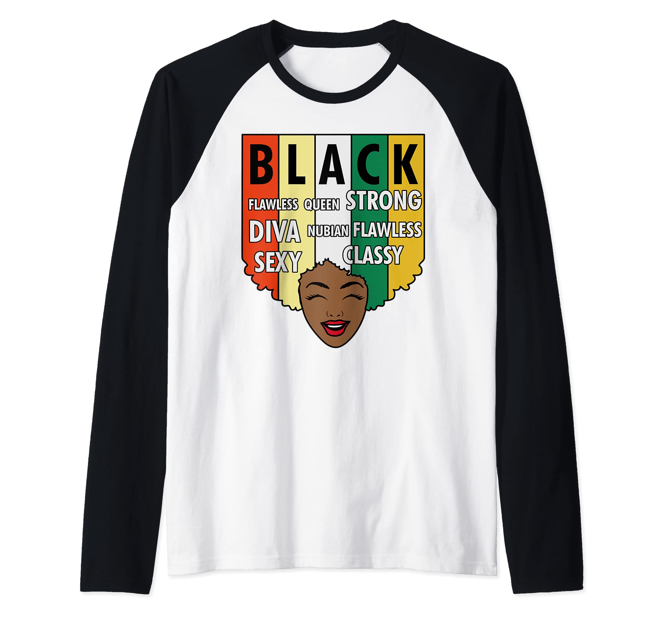 Black Strong Queen Diva Classy Flawless Black History Month Raglan Baseball Tee