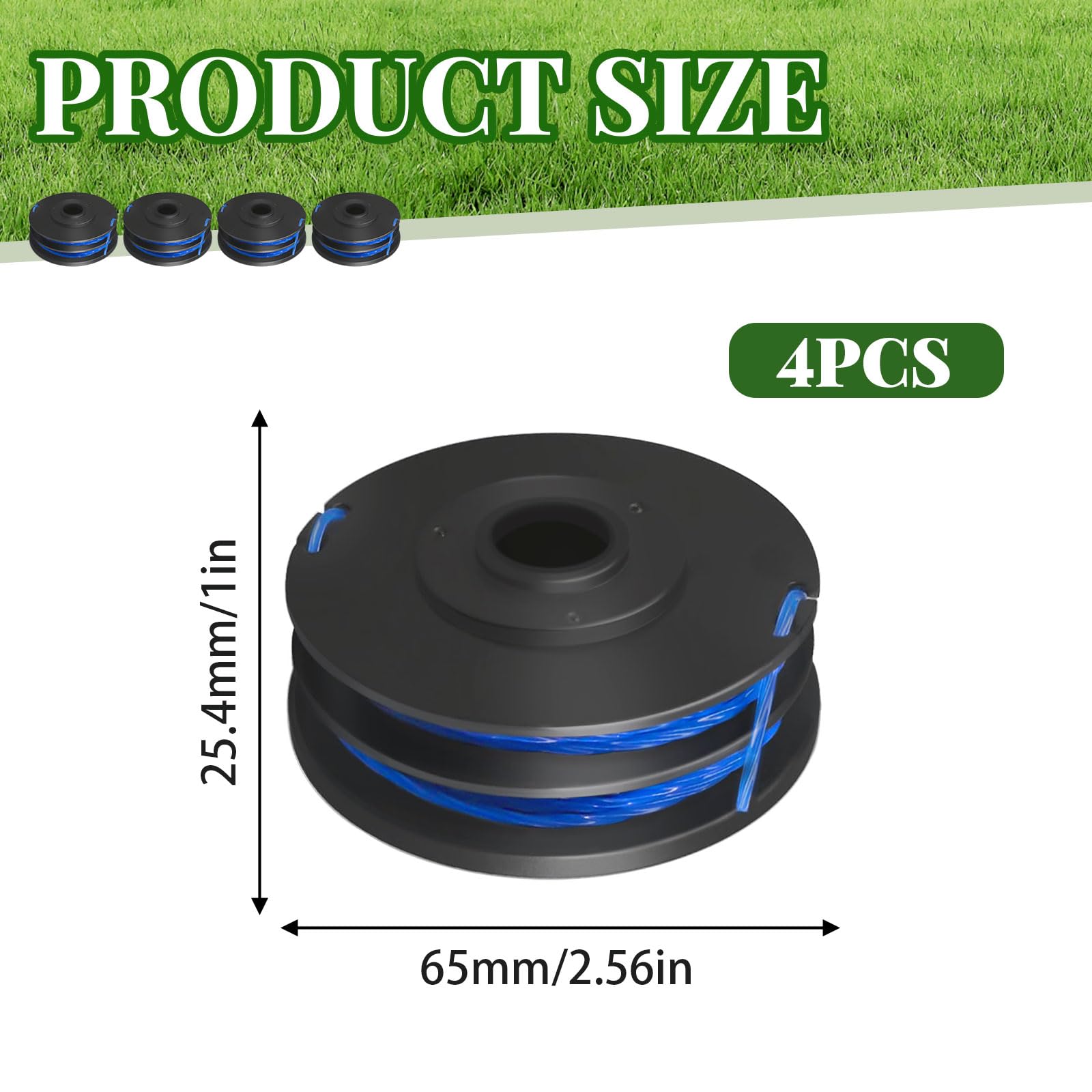 Bobina De Repuesto Para Recortadora De Césped, Compatible Con Modelos RLT4027, RLT4125, RLT5027 Y Otros, Incluye 6 Bobinas + 2 Tapas, Hilo De Nailon De 1.5 Mm