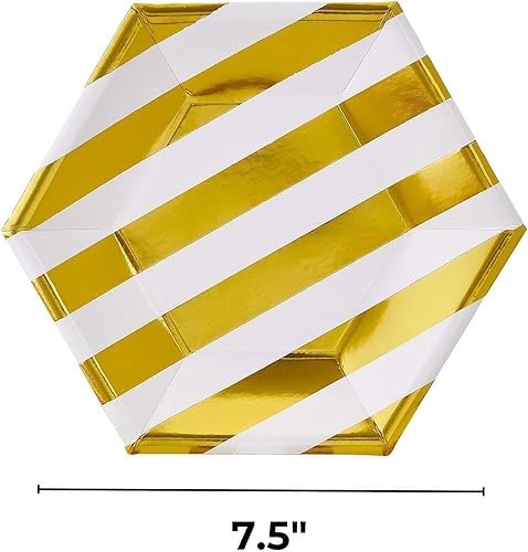 Miniatura 3 de SILVER SPOONS Platos laterales desechables  24 piezas  Hecho de materiales de papel pesados  Rayas - Oro  7.5 pulgadas