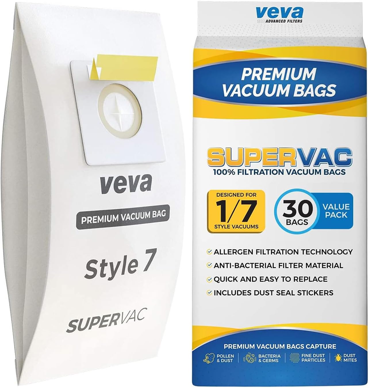 30 Pack Style 7 Vacuum Bags for Bissell Upright Vacuum Cleaner, Premium SuperVac Vacuum Bags Part # 32120