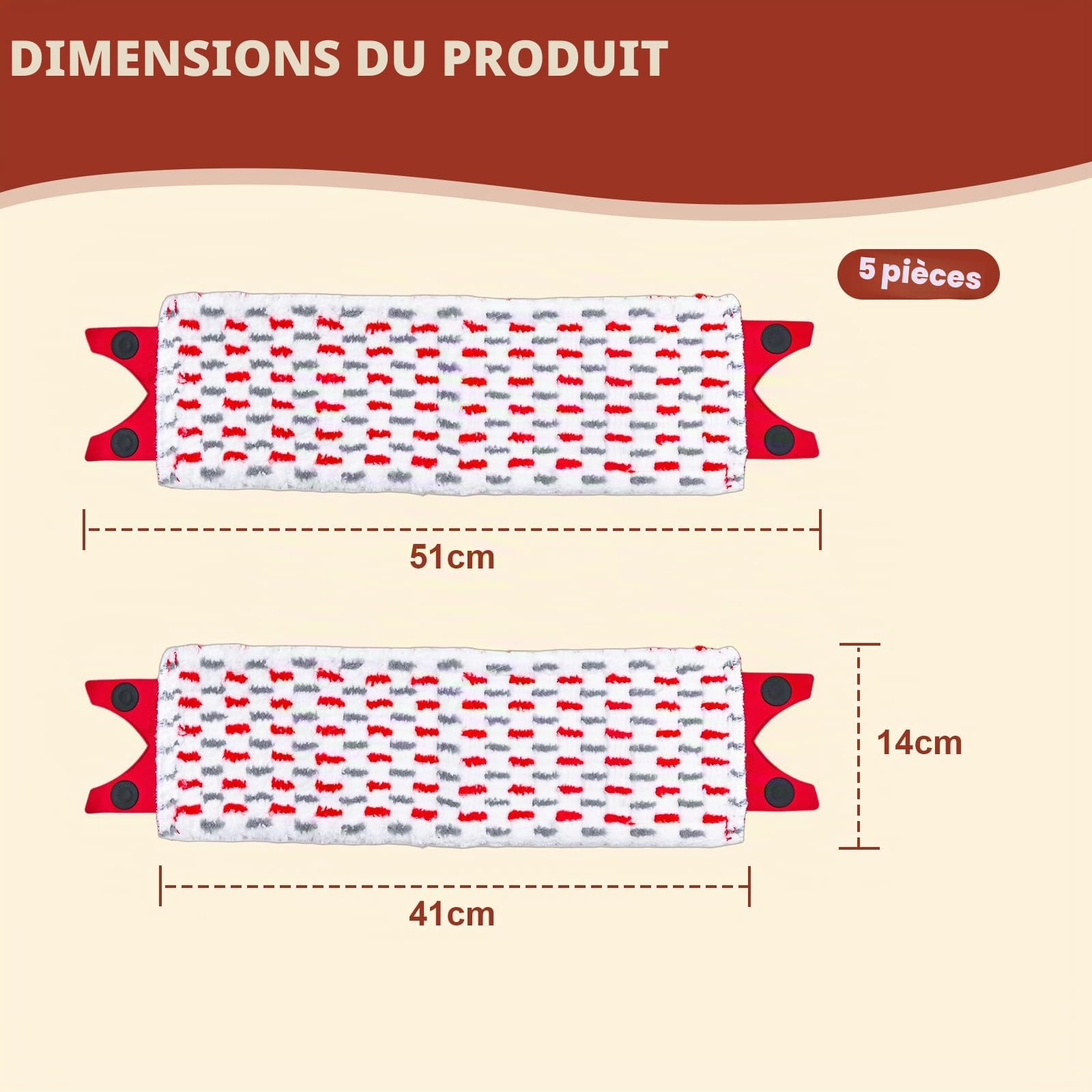 5 Pièces Recharge Serpillere pour XL, Microfibre Recharge Balai, Balai Serpillèr Costume, pour Nettoyage des Sols, Absorbe Facilement Saleté (THBD)
