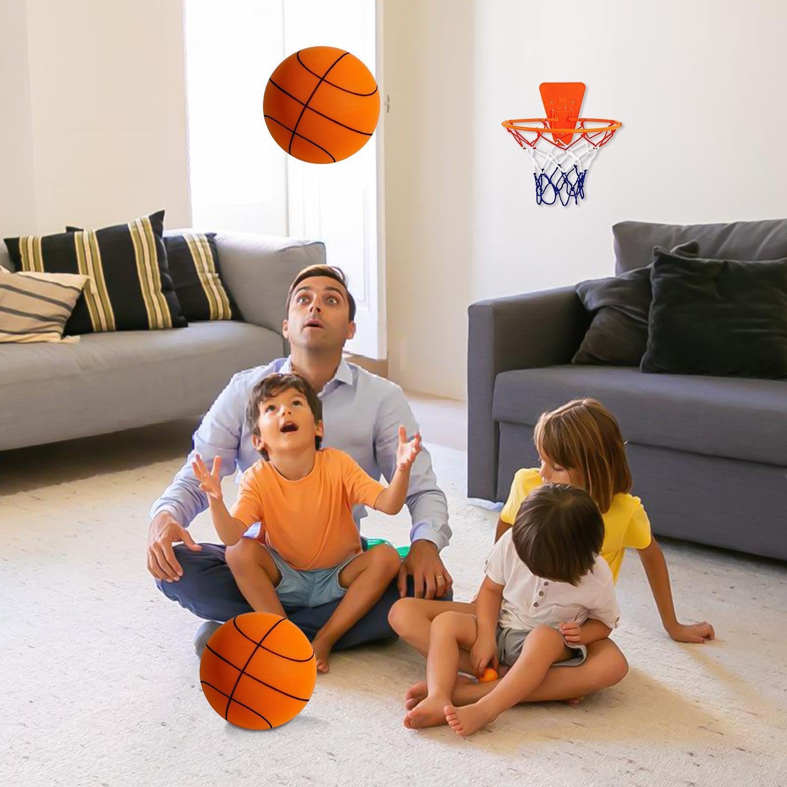 Pallacanestro Silenzioso, Palla Da Basket Silenziosa Con Cesto Palla Gommapiuma Per Interni Ed Esterni Attrezzatura Sportiva Per Bambini, Ragazzi, Adulti