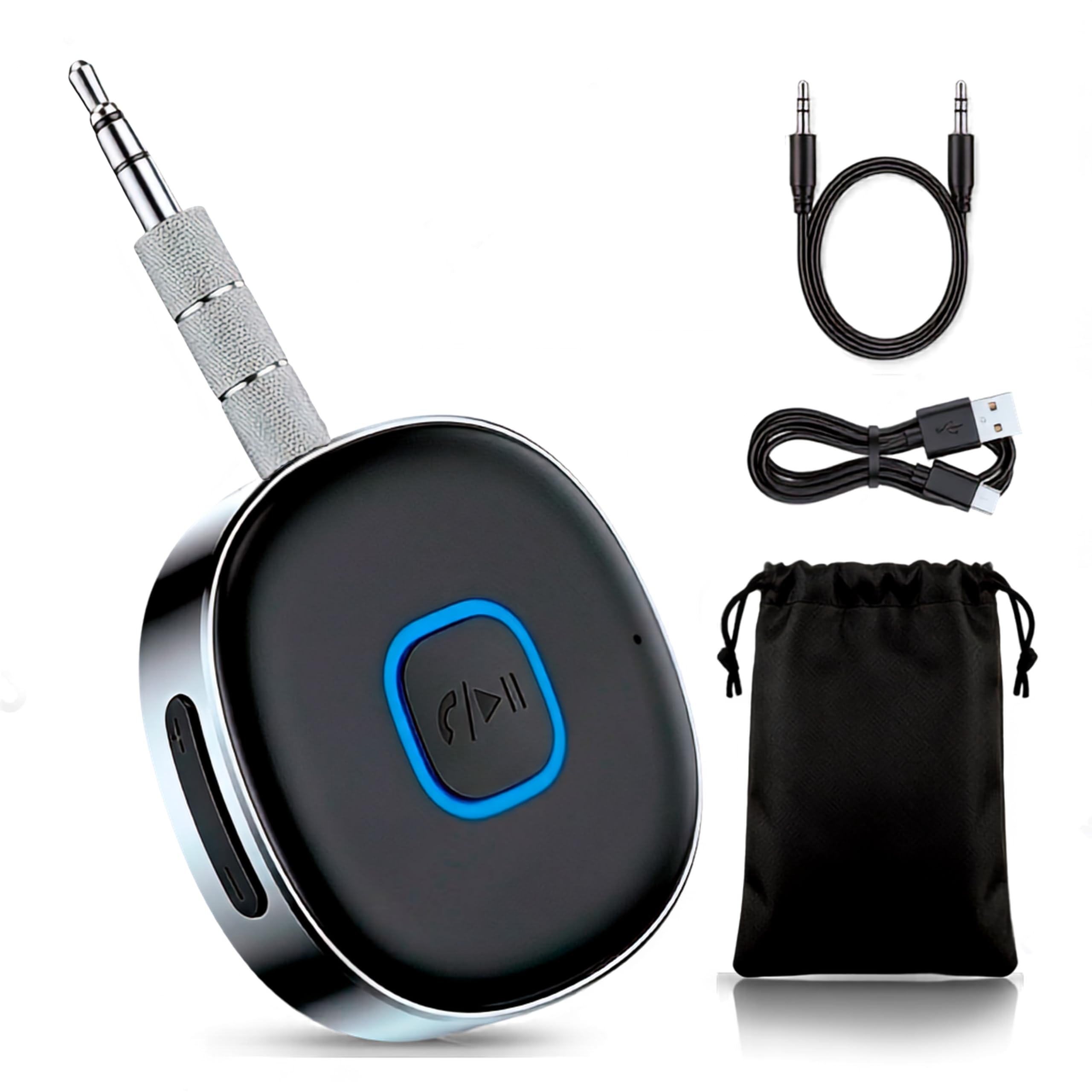 Nyxia® Bluetooth 5.4 Receiver Adapter for Car and AUX | Dual Connection | Audio Jack 3.5 mm | 16H Playtime | for Speaker | Home Stereo | Hands-free Calls | Headphones Cable.