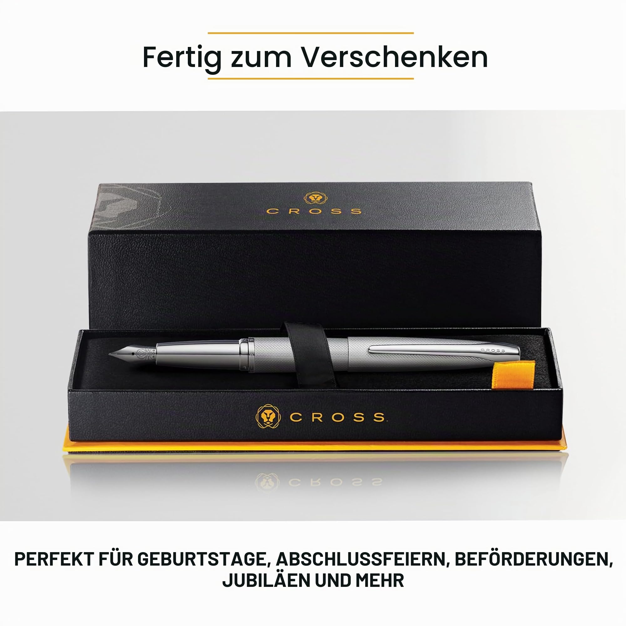 Cross ATX Füllfederhalter (F-Feder, gefrästes Diamantmuster, inkl. Geschenkbox) titangrau gebürstet, 1 Stück (1er Pack)