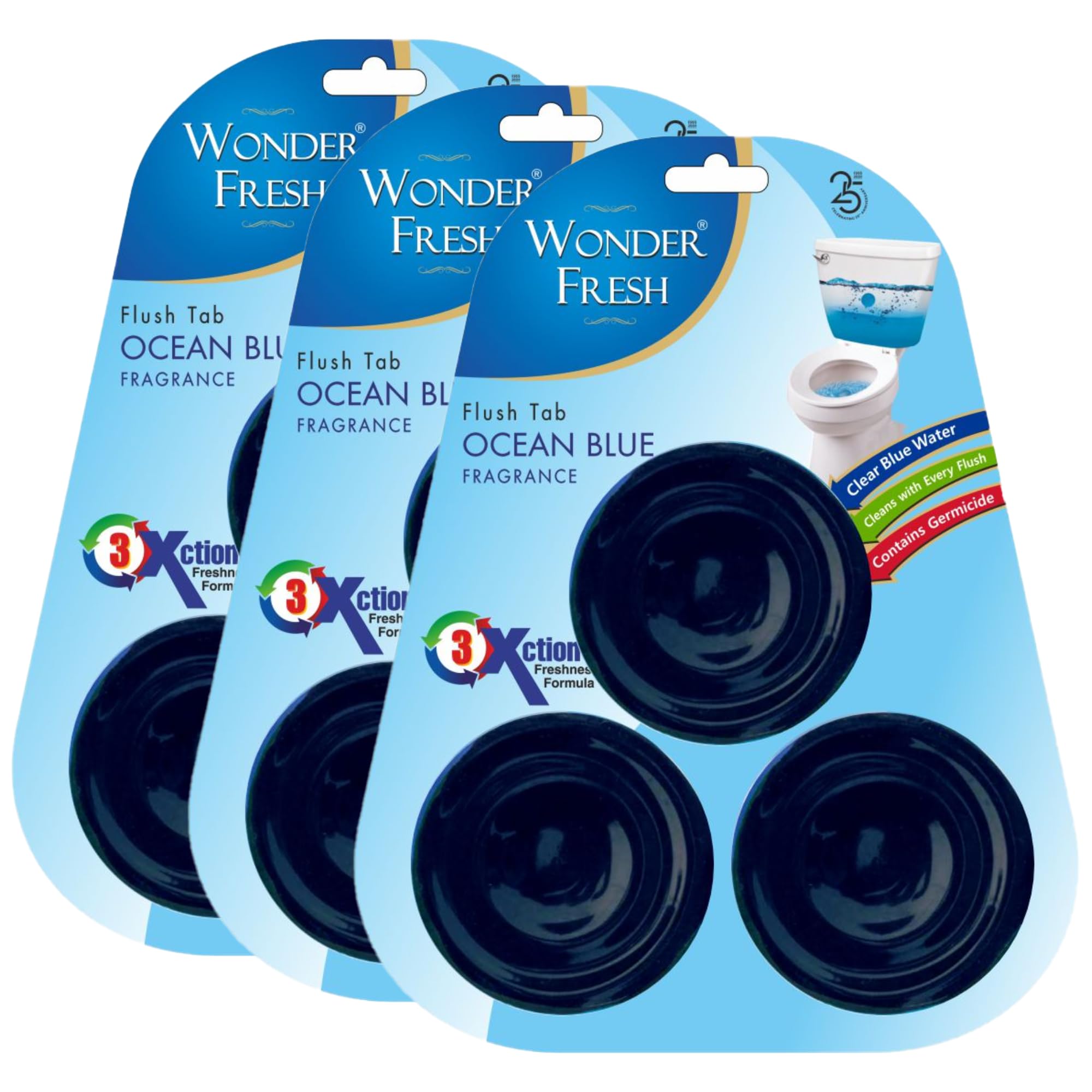 Wonder Fresh Flushmatic In-Cistern Toilet Cleaner Tablet | Flush Tank Cleaner Block | Ocean Blue Fragrance | 3x Action Formula | Last upto 360 Flushes - 150g (3, 450 Grams) (B0D6WC4KXN) Amazon Price History, Amazon Price Tracker