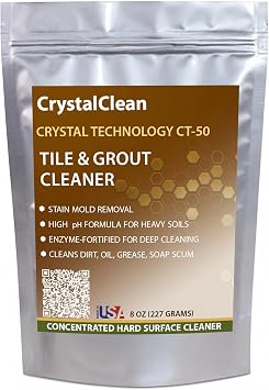CoverTec CrystalClean CT-50 Tile Grout, Hard Surface Powerful Mold, Mildew, Grease, Oil, Stain Remover | Concentrated Cleaner, High pH, Citrus Fragrance 8oz, Prof Grade