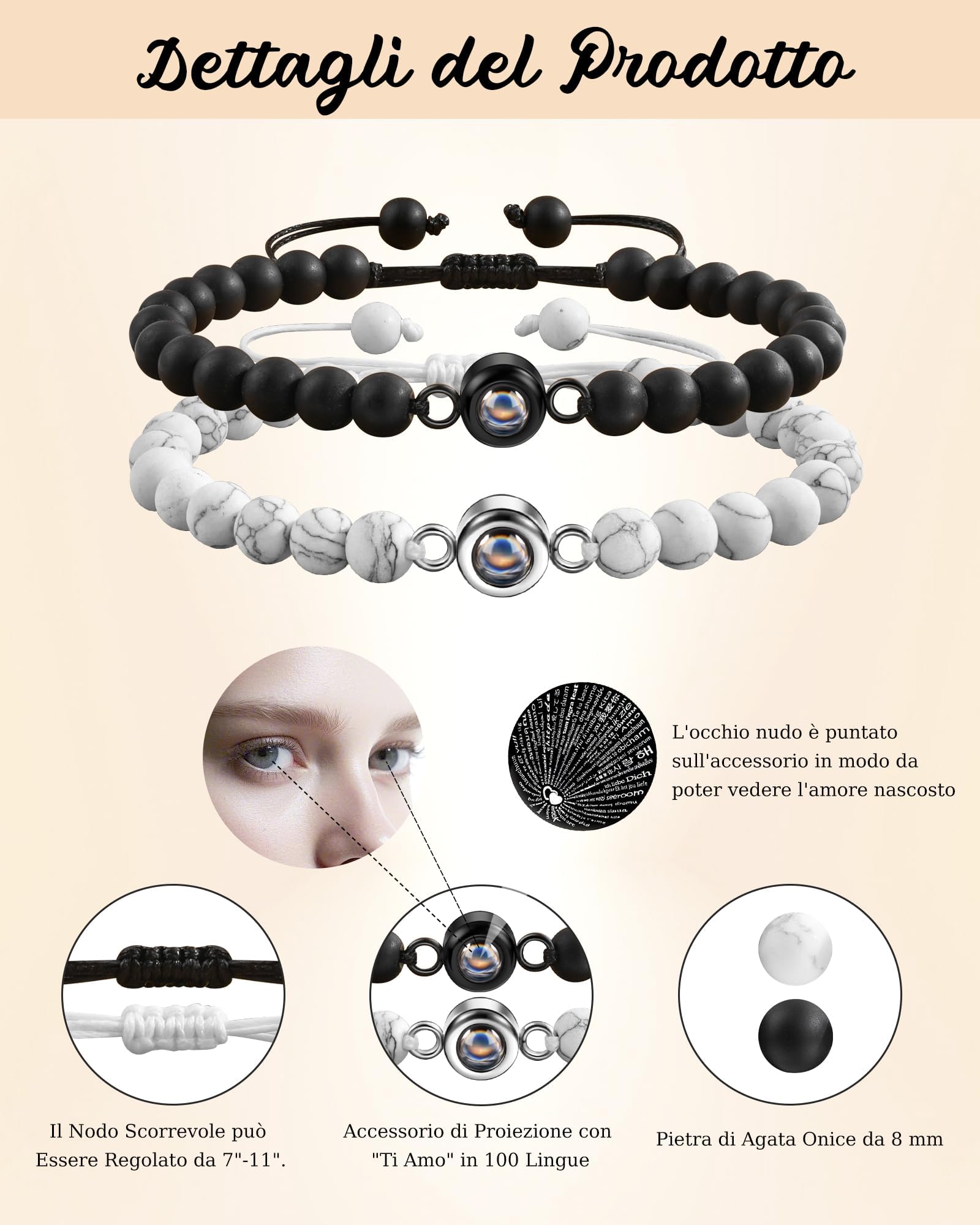 BOCHOI 2 Articoli Ti Amo Bracciale Regali Di Coppia Regalo Anniversario Per Lui Abbinato Per Fidanzato Fidanzata Il Mio Amore Anima Gemella Gioielli