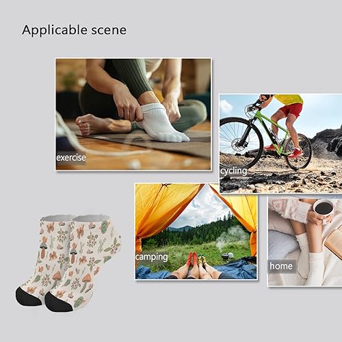 Vista 7 de Calcetines de corte bajo para mujer, calcetines invisibles, calcetines atléticos de moda, lindos hongos, hongos divertidos, hongos mágicos, plantas