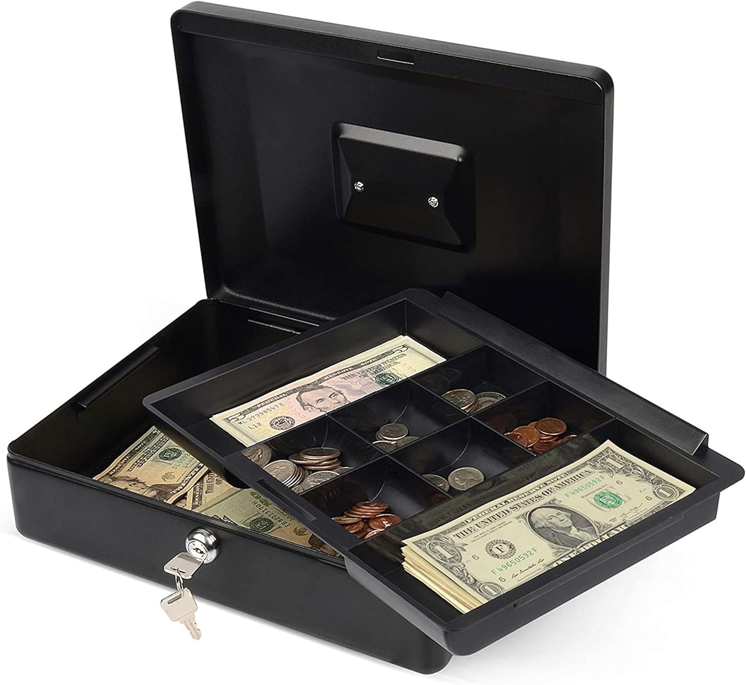 CARL, CUI82012, Bill Tray Steel Security Cash Box, Black : Office Products