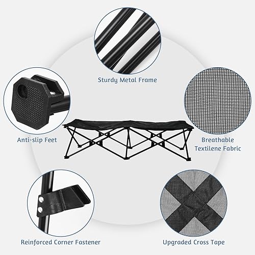 Miniatura 2 de Cama elevada para mascotas con malla transpirable, cama plegable para perro, cuna elevada para mascotas con bolsa de transporte, catre portátil para