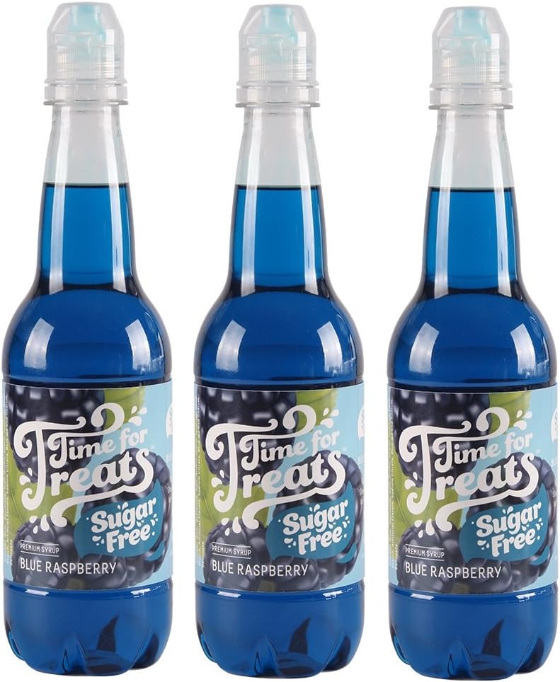 Pack of 3 Victorio Time for Treats Snow Cone Syrups 16.9oz Made in USA (Sugar Free Blue Raspberry)
